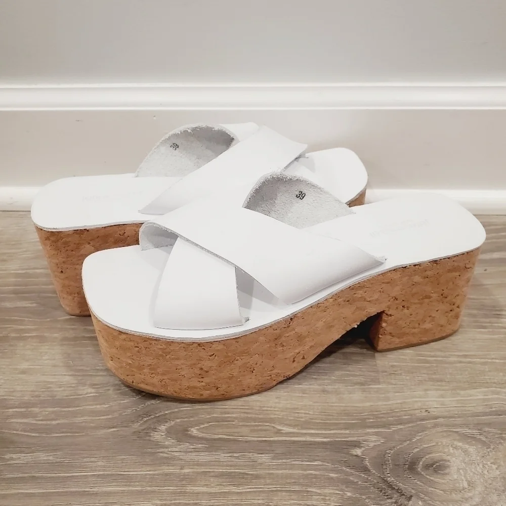 NEW Jeffrey Campbell Itzelia White Heel Platform Slide Sandal